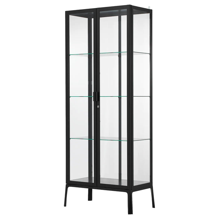 MILSBO Glass-door cabinet, anthracite 73x175 cm, 10396449