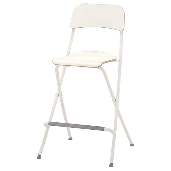 FRANKLIN Bar stool with backrest, foldable, white/white 63 cm, 10404878