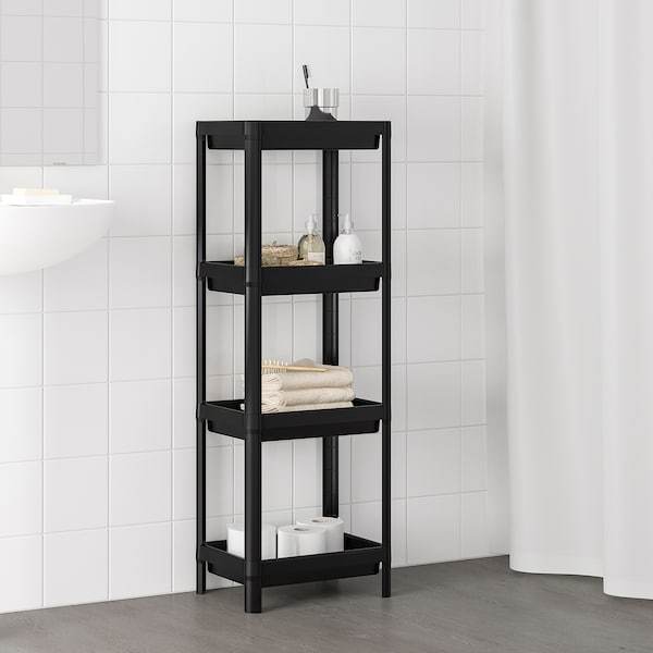 VESKEN Shelf unit, black 36x23x100 cm, 10450808