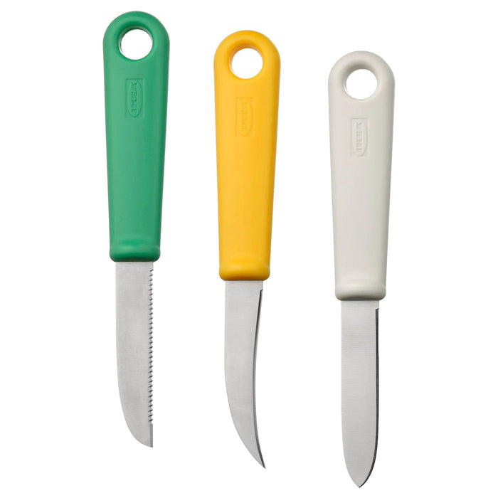 UPPFYLLD Paring knife, set of 3, mixed colours, 10521943