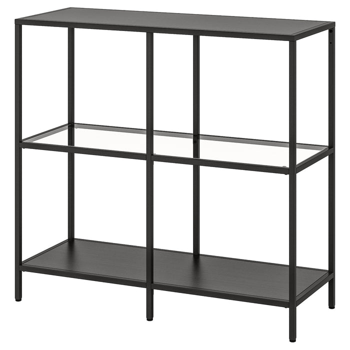 VITTSJO Shelving unit, black-brown/glass 100x93 cm, 20305806