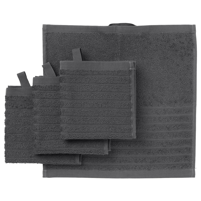 VAGSJON Washcloth, dark grey, 30x30 cm, 20353623