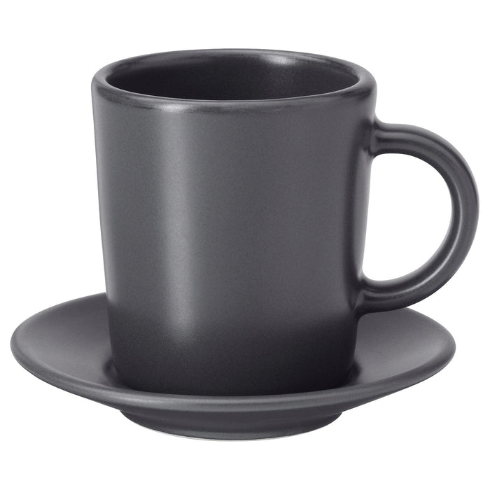 DINERA Espresso cup and saucer, dark grey, 9 cl, 20362811