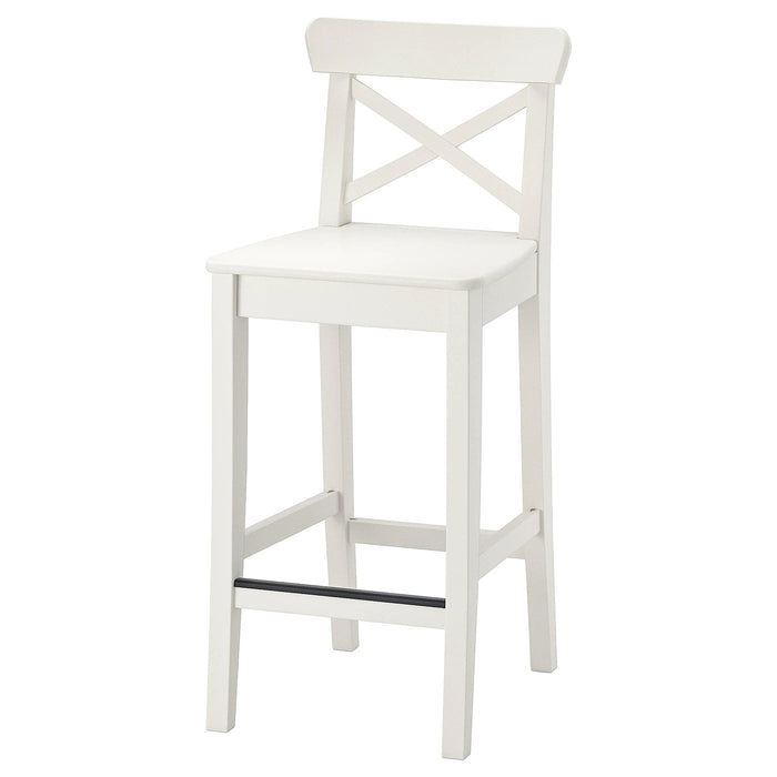 INGOLF Bar stool with backrest, white, 63 cm, 20363330