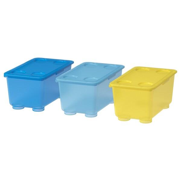 GLIS box with lid, yellow/blue, 17x10 cm, 20466154