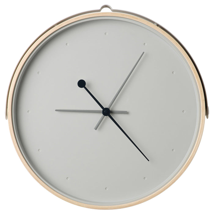 ROTBLOTA Wall clock, low-voltage/ash veneer light grey, 42 cm, 20540856