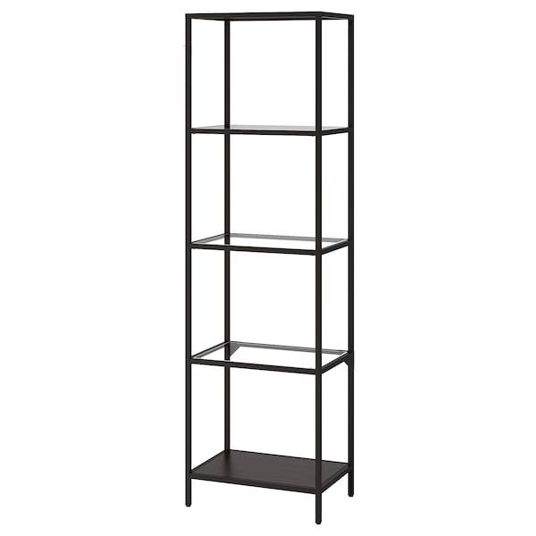 VITTSJO Shelving unit, black-brown/glass 51x175 cm, 30214679