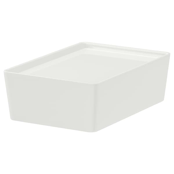 KUGGIS Box with lid, white 18x26x8 cm, 30280202
