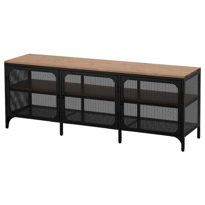 FJALLBO TV bench, black 150x36x54 cm, 30339293
