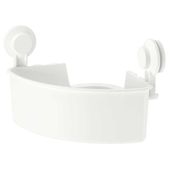 TISKEN corner shelf unit with suction cup, white, 30400308