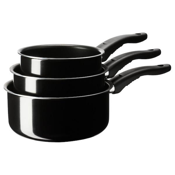 KAVALKAD saucepan set of 3, black, 40142026