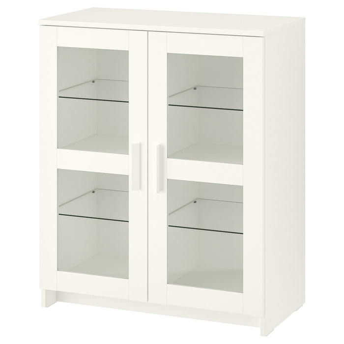 BRIMNES Cabinet with doors, glass/white, 78x95 cm, 40351699