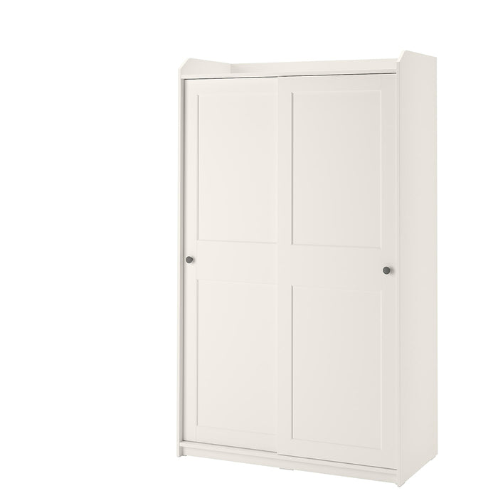 HAUGA Wardrobe with sliding doors, white, 118x55x199 cm, 40456917