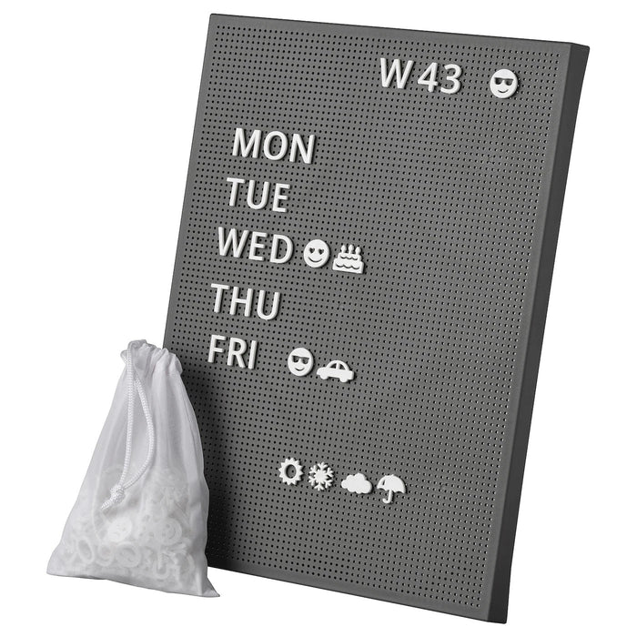 SVENSAS Pegboard with letters, dark grey, 30x40 cm, 40458704