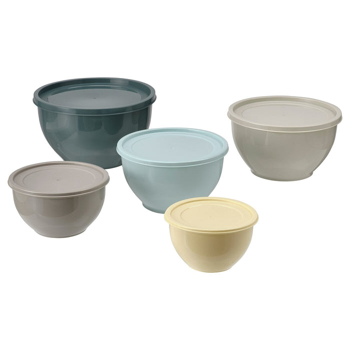 GARNITYREN Bowl with lid, set of 5, mixed colours, 40480130