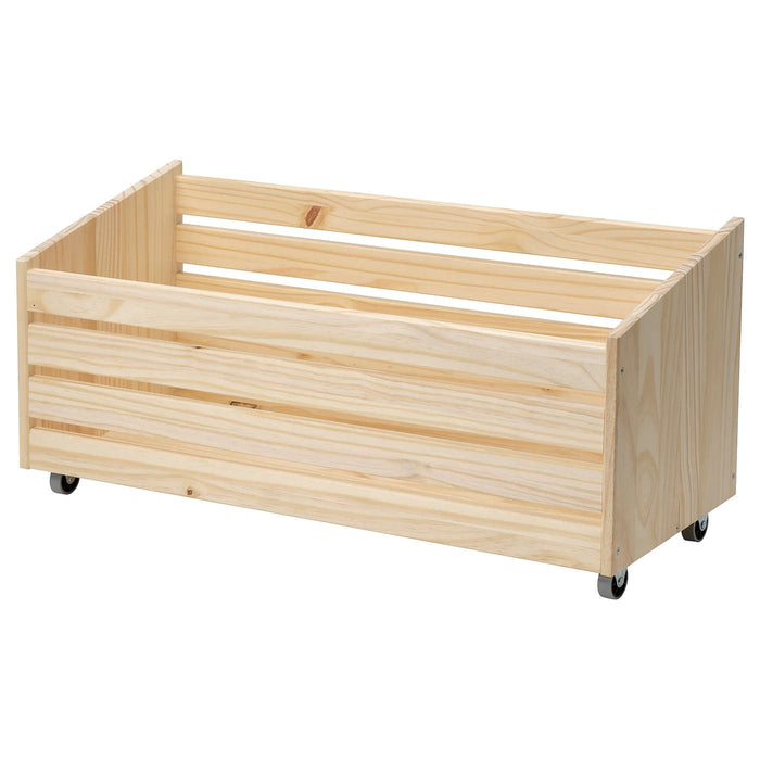 IVAR Storage box on wheels, pine, 78x30 cm, 40487141