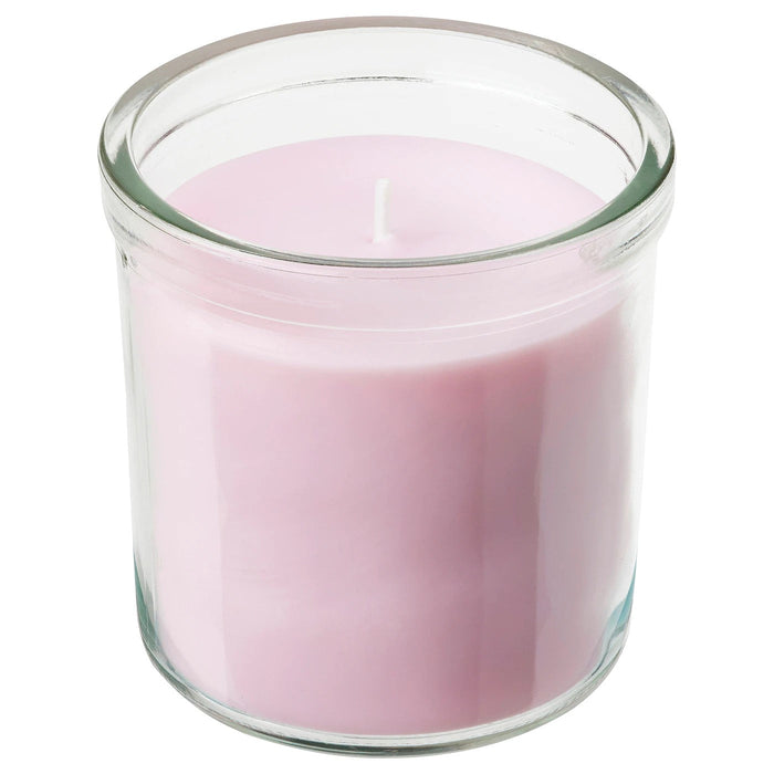 LUGNARE Scented candle in glass, Jasmine/pink 40 hr, 40502387
