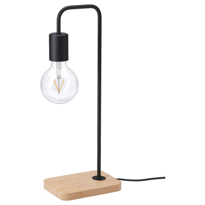 TVARHAND Table lamp, black/bamboo, 40518411