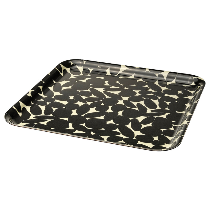 VARSIKLOJA Tray, patterned off-white/black, 33x33 cm, 40542246