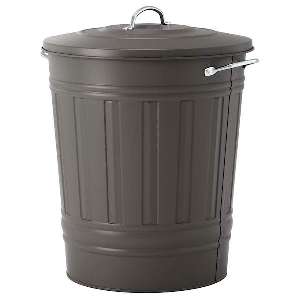 KNODD Bin with lid, grey 40 l, 50315314