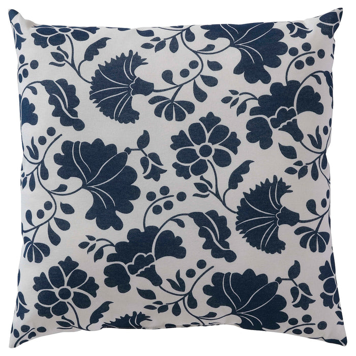 MAGNVOR Cushion, flower/dark blue, 40x40 cm, 50511555