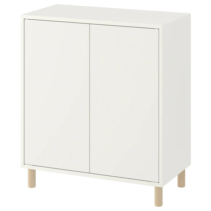 EKET Cabinet combination with legs, white/wood, 70x35x80 cm, 59388004