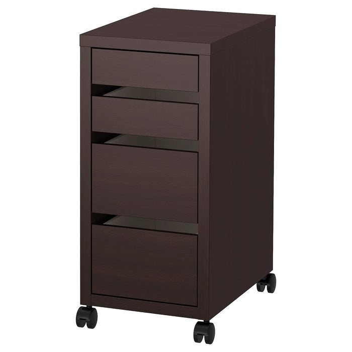MICKE Drawer unit on castors, black-brown 35x75 cm, 60354282