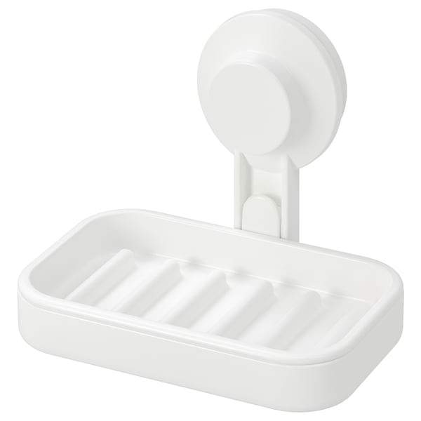 TISKEN Soap dish with suction cup, white, 60381285