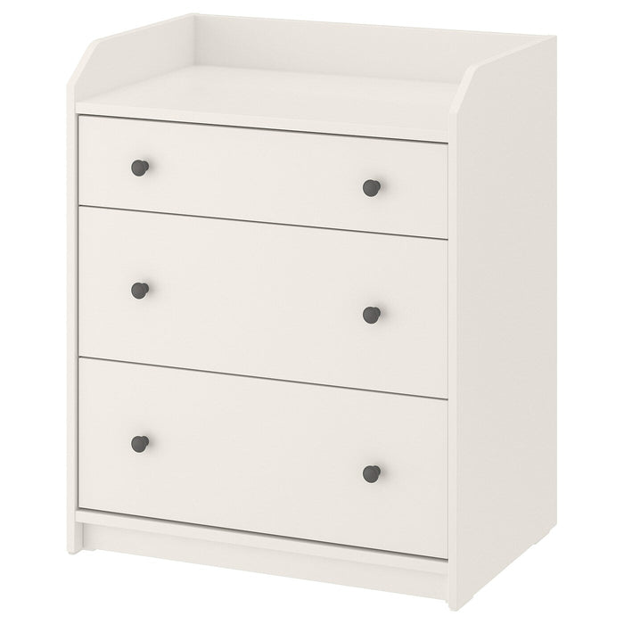 HAUGA Chest of 3 drawers, white, 70x84 cm, 60407290