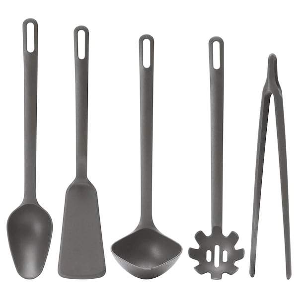 FULLANDAD 5-piece kitchen utensil set, grey, 60435943