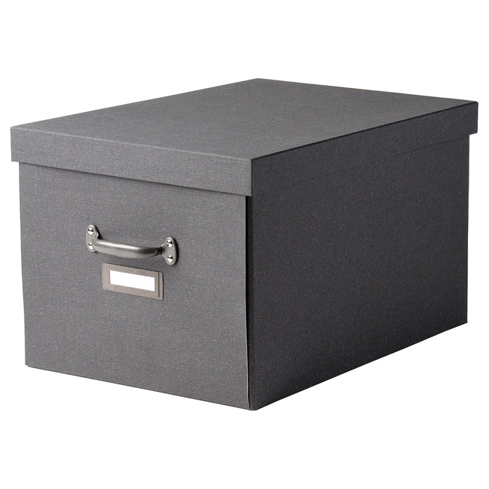 TJOG Storage box with lid, dark grey, 35x56x30 cm, 60477669