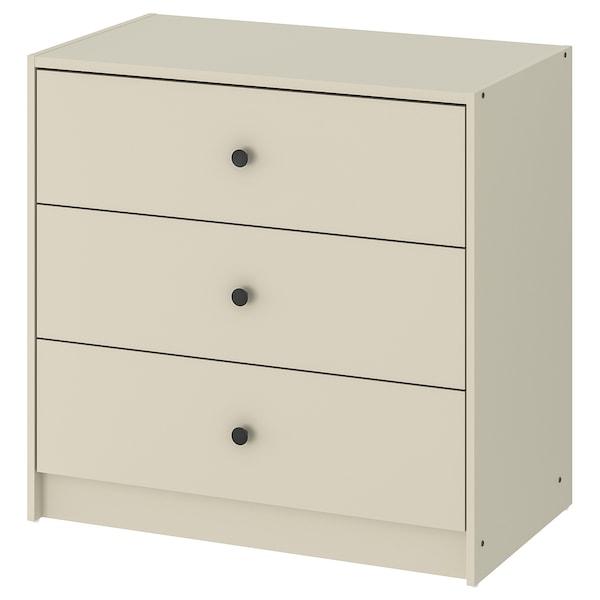 GURSKEN chest of 3 drawers, light beige, 69x67 cm, 60503296