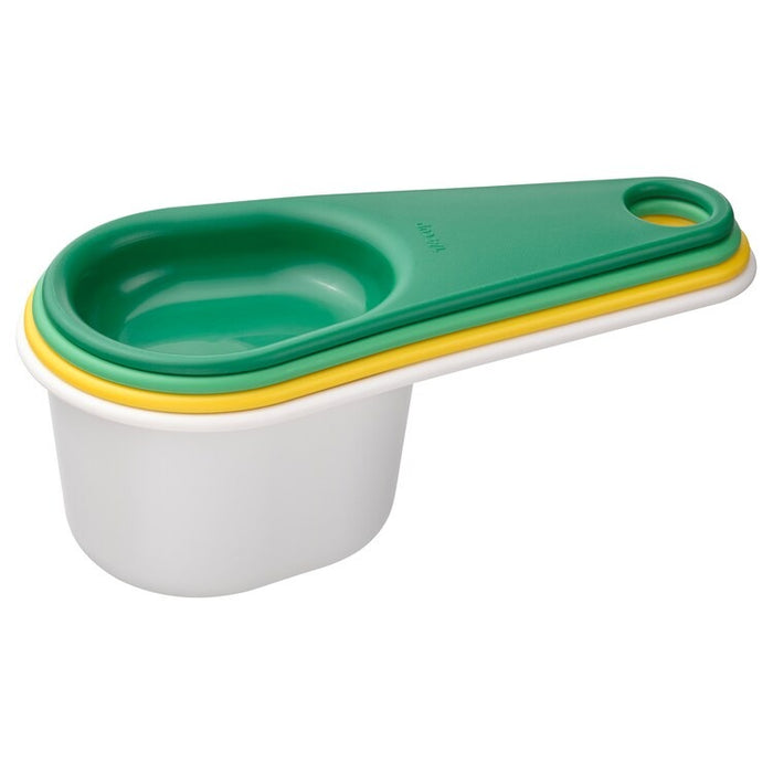 UPPFYLLD Set of 4 measuring cups, mixed colours, 60521974