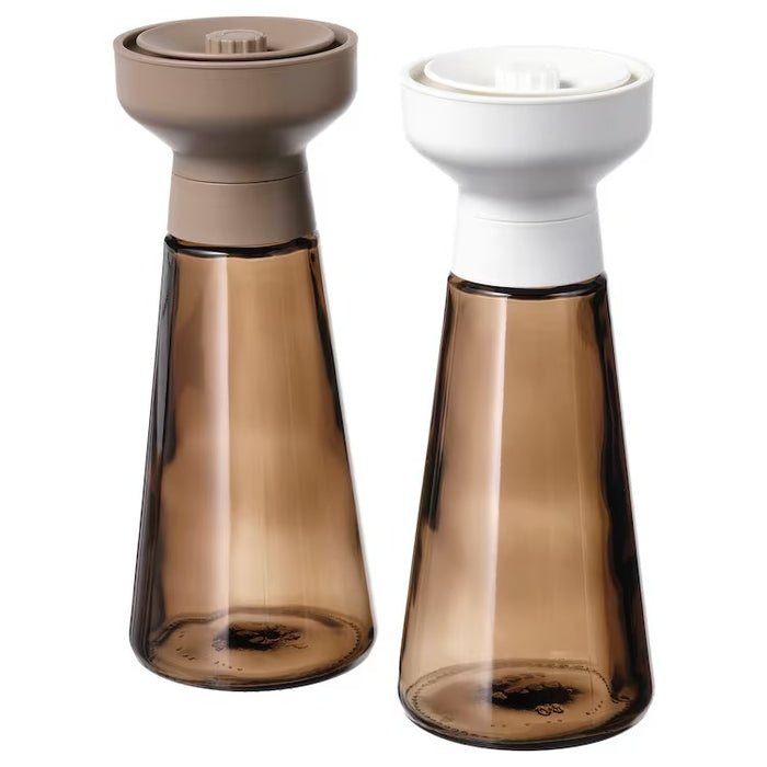 HALVTOM Spice mill, glass/brown, 19 cm, 60523459