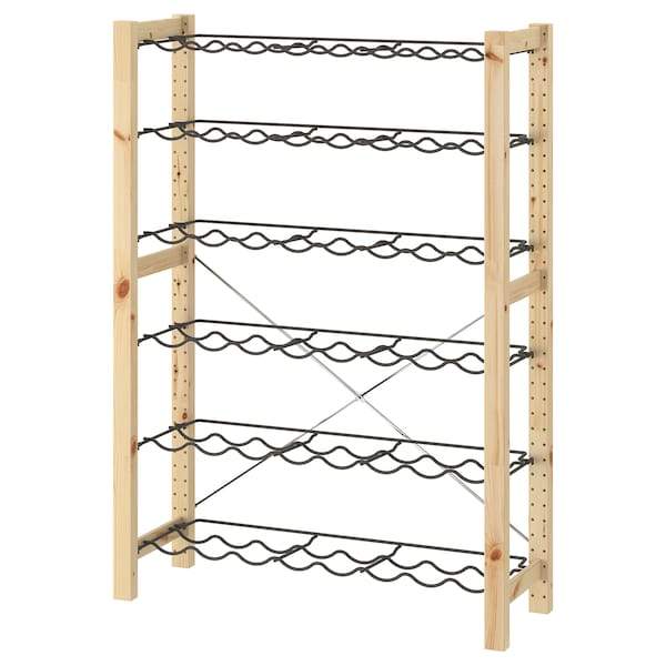 IVAR 1 section/bottle racks, pine/grey 89x30x124 cm, 69133578