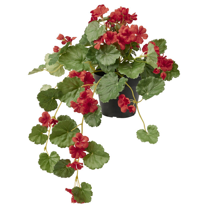 FEJKA Artificial potted plant, in/outdoor Geranium/hanging red 12 cm, 70506478