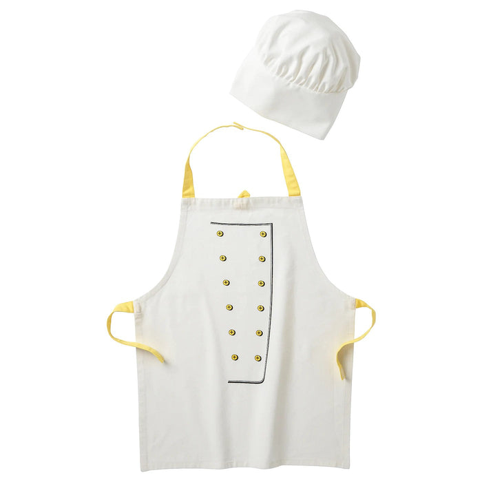 TOPPKLOCKA Children’s apron with chef’s hat, white/yellow, 80300815