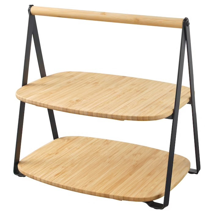 FULLSPACKAD serving tray, bamboo/black, 28x20 cm, 80433641