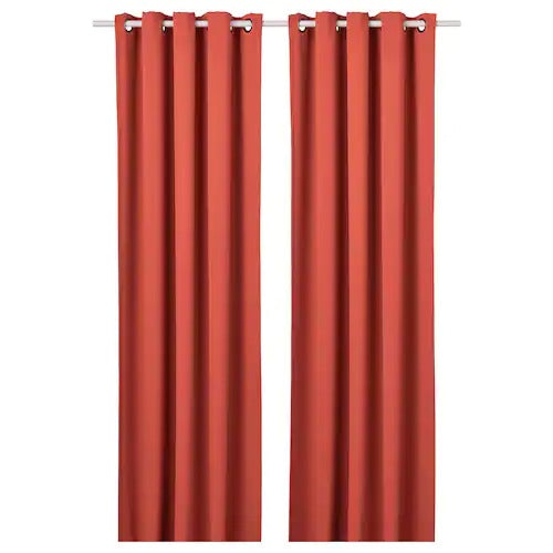 HILLEBORG room darkening curtains, 1 pair, brown-red, 145x250 cm, 80463647
