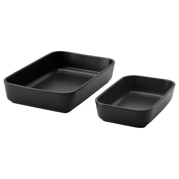 LYCKAD oven/serving dish set of 2, dark grey, 80464430
