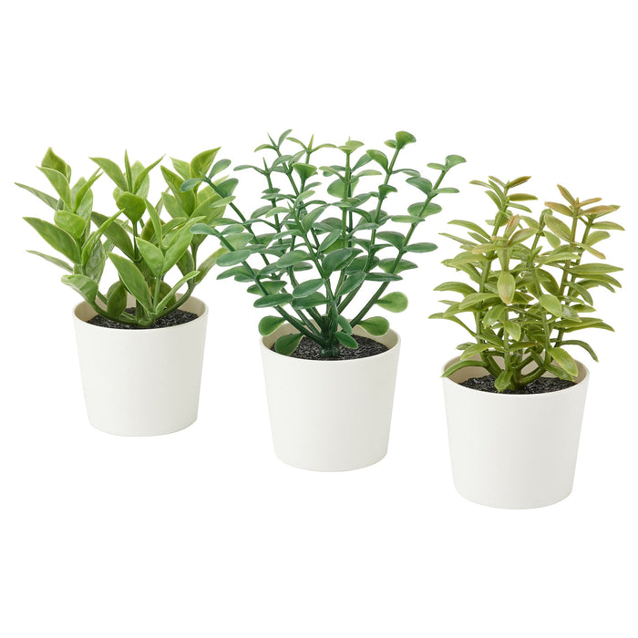 FEJKA Artifi potted plant w pot, set of 3, in/outdoor herbs, 5 cm, 80508405