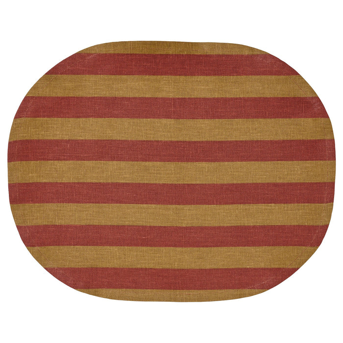 KROSAMOS Place mat, striped/yellow red-brown, 45x35 cm, 80538167