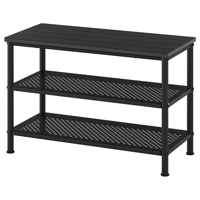 PINNIG Bench with shoe storage, black, 79x35x52 cm, 90329795