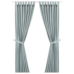 LENDA curtains with tieback 1pair 140x250 cm grey-turquoise, 90498180