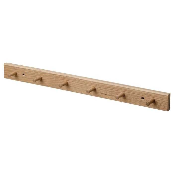 HOVOLM Rack with 6 knobs, oak, 90500060