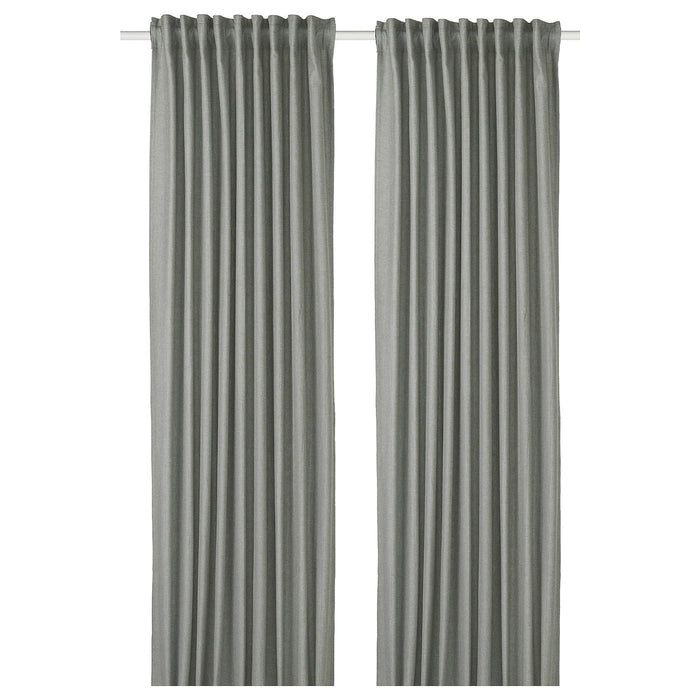 TIBAST Room darkening curtains, 1 pair, dark green 145x250 cm, 90504591