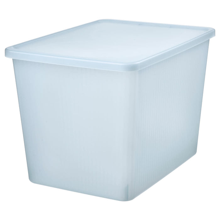 RYKTA Storage box with lid, transparent, 36x50x35 cm/44.5 l, 90533211