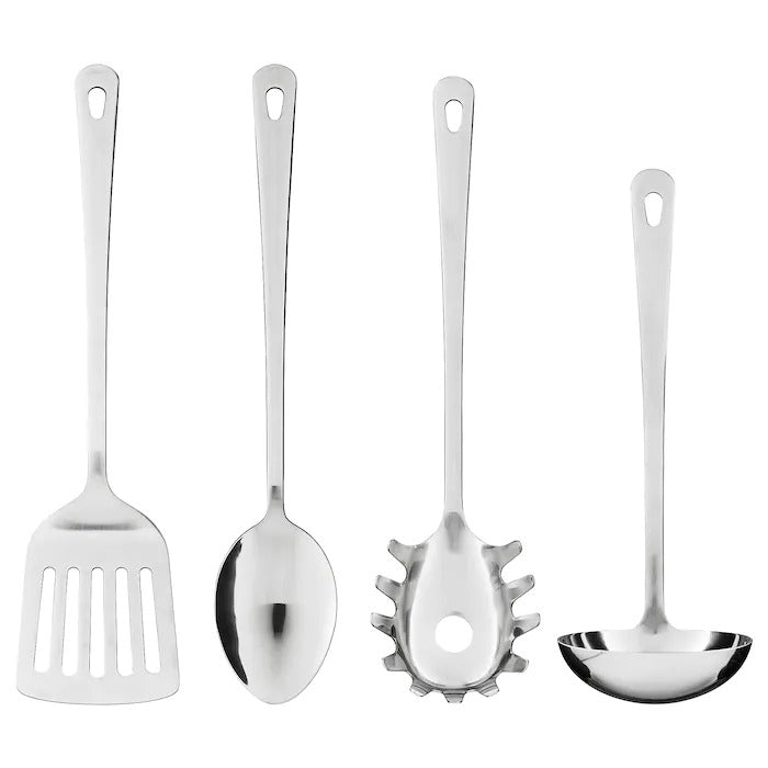 GRUNKA 4-piece kitchen utensil set, stainless steel, 50174465