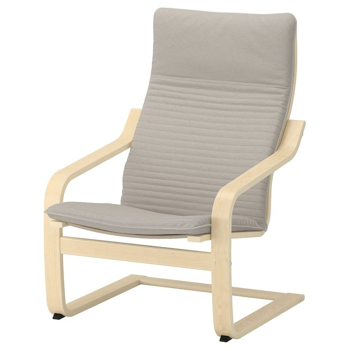 POANG Armchair, birch veneer/Knisa light beige, 19240788