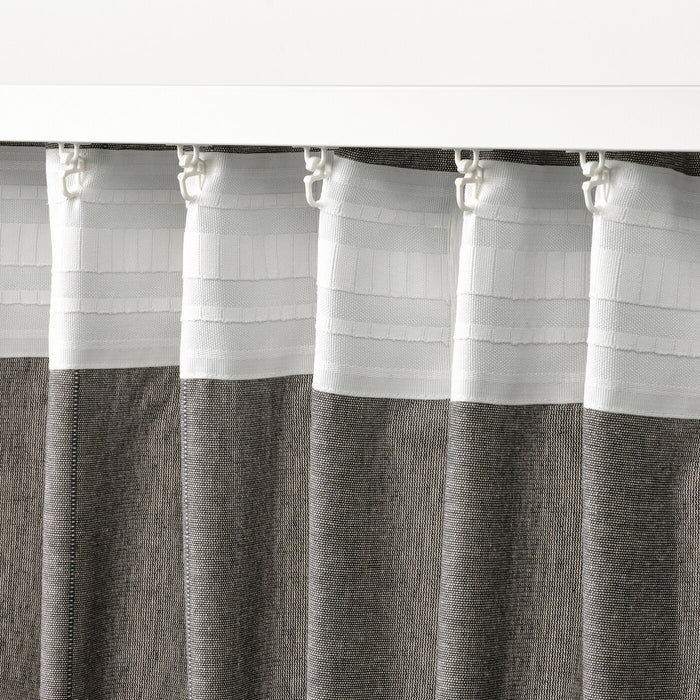 LENDA curtains with tie-backs, 1 pair, dark grey, 140x250 cm